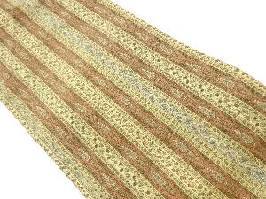 塩瀬縞に草花模様名古屋帯